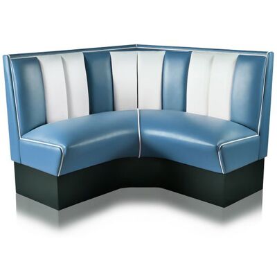 Bel Air Retro Fifties Furniture Kwart cirkel Diner Bank 120 cm Blauw Bel Air Retro Fifties Furniture Kwart cirkel Diner Bank 120 cm Blauw