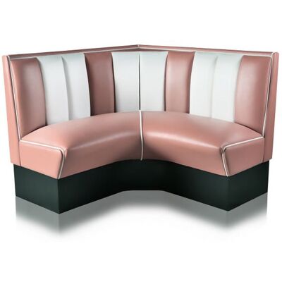 Bel Air Retro Fifties Furniture Kwart cirkel Diner Bank 120 cm Dusty Rose Bel Air Retro Fifties Furniture Kwart cirkel Diner Bank 120 cm Dusty Rose