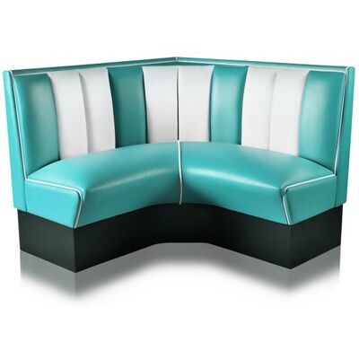 Bel Air Retro Fifties Furniture Bel Air Kwart cirkel Diner Bank 120 cm Turquoise/Wit Bel Air Retro Fifties Furniture Bel Air Kwart cirkel Diner Bank 120 cm Turquoise/Wit