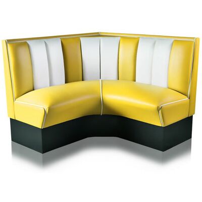 Bel Air Retro Fifties Furniture Kwart cirkel Diner Bank 120 cm Geel Bel Air Retro Fifties Furniture Kwart cirkel Diner Bank 120 cm Geel