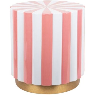 Fiftiesstore Candy Swirl Poef - Ø40 cm Roze/Wit - Poef Fiftiesstore Candy Swirl Poef - Ø40 cm Roze/Wit - Poef