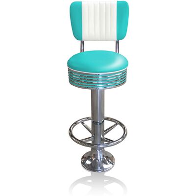 Bel Air Retro Fifties Furniture Bar stool BS-27 CB Turquoise with footring-Beton Bel Air Retro Fifties Furniture Bar stool BS-27 CB Turquoise with footring-Beton