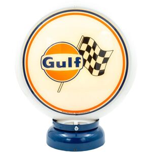 Gulf Racing PVC Benzinepomp Bol met Lampvoet - Wit/Blauw Gulf Racing PVC Benzinepomp Bol met Lampvoet - Wit/Blauw