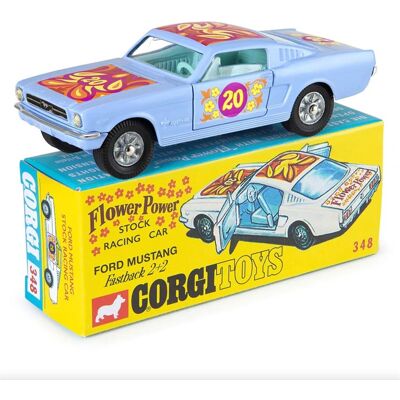 Ford Mustang Fastback 2+2 Flower Power Stock Racing Car (348) 1:50 Corgi Model Ford Mustang Fastback 2+2 Flower Power Stock Racing Car (348) 1:50 Corgi Model