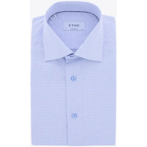 Eton Hemd Blauw Fantasie Blauw 44 man