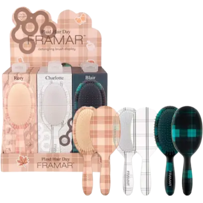 Framar Detangle Brush Plaid Hair Day Display 9 Stuks Framar Detangle Brush Plaid Hair Day Display 9 Stuks