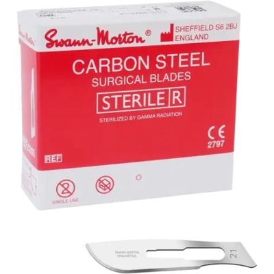 Swann-Morton N°21 Steriele Scalpelbladen - Chirurgische Kwaliteit Swann-Morton N°21 Steriele Scalpelbladen - Chirurgische Kwaliteit