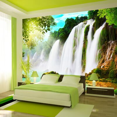 Karo-art Zelfklevend fotobehang - De schoonheid van natuur , waterval , Premium Print 196x140cm Karo-art Zelfklevend fotobehang - De schoonheid van natuur , waterval , Premium Print 196x140cm