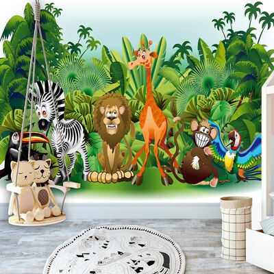Karo-art Fotobehang - Dieren uit de Jungle, premium print vliesbehang 250x175cm Karo-art Fotobehang - Dieren uit de Jungle, premium print vliesbehang 250x175cm