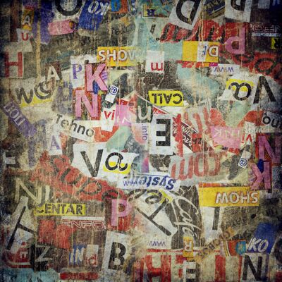 Karo-art Schilderij - Grunge textuur, geplakt op muur, multikleur 80x80cm Karo-art Schilderij - Grunge textuur, geplakt op muur, multikleur 80x80cm