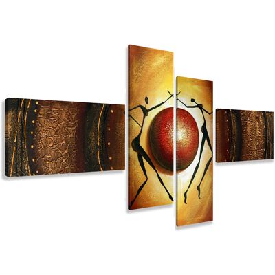Karo-art Schilderij - Abstract dans rond de aarde, 4luik, 195x80cm, wanddecoratie wanddecoratie Karo-art Schilderij - Abstract dans rond de aarde, 4luik, 195x80cm, wanddecoratie wanddecoratie