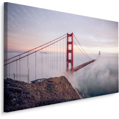 Karo-art Schilderij - Golden Gate Bridge in de mist, multi-gekleurd, 4 maten, premium print 70 x 50 cmcm Karo-art Schilderij - Golden Gate Bridge in de mist, multi-gekleurd, 4 maten, premium print 70 x 50 cmcm