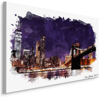 Karo-art Schilderij - Brooklyn Bridge in kader, Premium Print op Canvas 40x30cm Karo-art Schilderij - Brooklyn Bridge in kader, Premium Print op Canvas 40x30cm