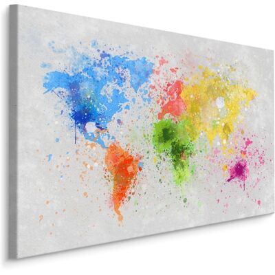 Karo-art Schilderij - De wereld in Waterverf, Wereldkaart, premium Print 40x30cm Karo-art Schilderij - De wereld in Waterverf, Wereldkaart, premium Print 40x30cm