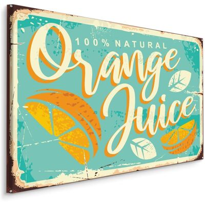 Karo-art Schilderij - reclame uiting, Orange Juice, Retro Bord, Premium Print 40x30cm Karo-art Schilderij - reclame uiting, Orange Juice, Retro Bord, Premium Print 40x30cm