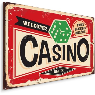 Karo-art Schilderij - Welcome, Casino, Reclame Bord, Premium Print op Canvas 90x60cm Karo-art Schilderij - Welcome, Casino, Reclame Bord, Premium Print op Canvas 90x60cm