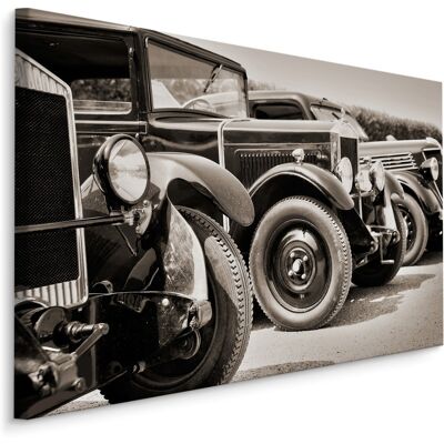 Karo-art Schilderij - Antieke Vintage Auto's, zwart/wit, Premium Print 40x30cm Karo-art Schilderij - Antieke Vintage Auto's, zwart/wit, Premium Print 40x30cm