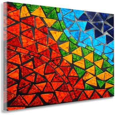 Karo-art Schilderij - Mozaiek, premium print, 3 maten, Wanddecoratie voor huiskamer en slaapkamer. 80x80cm Karo-art Schilderij - Mozaiek, premium print, 3 maten, Wanddecoratie voor huiskamer en slaapkamer. 80x80cm