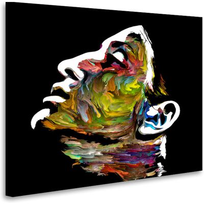 Karo-art Schilderij - Kleurenportret van jonge dame, 3 maten, premium print, wanddecoratie 80x80cm Karo-art Schilderij - Kleurenportret van jonge dame, 3 maten, premium print, wanddecoratie 80x80cm