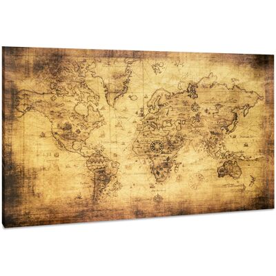 Karo-art Schilderij - Oude Wereldkaart, Vintage, Eyecatcher aan de muur, Premium Print 100x70cm Karo-art Schilderij - Oude Wereldkaart, Vintage, Eyecatcher aan de muur, Premium Print 100x70cm