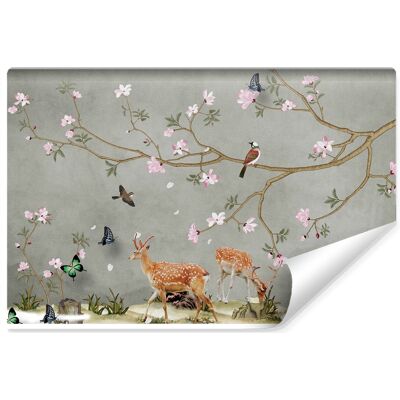 Karo-art Fotobehang - Herten en vogels, premium print, inclusief behanglijm 460x300cm Karo-art Fotobehang - Herten en vogels, premium print, inclusief behanglijm 460x300cm