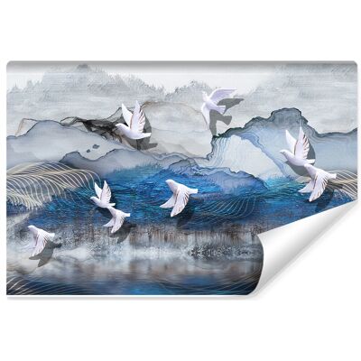 Karo-art Fotobehang - Vogels boven de zee, premium print, inclusief behanglijm 208x146cm Karo-art Fotobehang - Vogels boven de zee, premium print, inclusief behanglijm 208x146cm