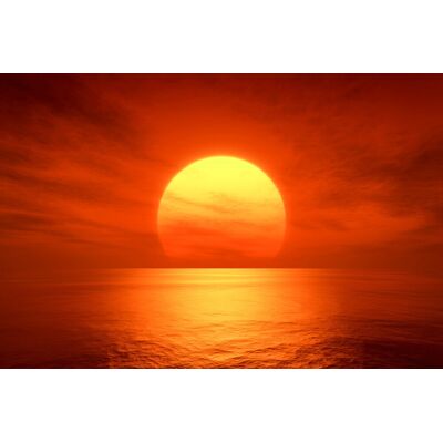 Karo-art Poster- Ondergaande Zon boven Zee, Premium print, wanddecoratie 100x66.5cm Karo-art Poster- Ondergaande Zon boven Zee, Premium print, wanddecoratie 100x66.5cm