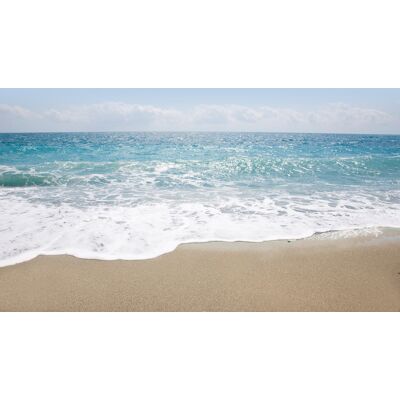 Karo-art Poster - Golf van Blauwe Oceaan op zandig strand, Premium print, wanddecoratie 60x40cm Karo-art Poster - Golf van Blauwe Oceaan op zandig strand, Premium print, wanddecoratie 60x40cm