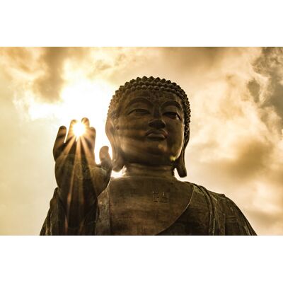 Karo-art Poster - Zon door de hand van Boeddha, Inspiratie, Premium Print 100x70cm Karo-art Poster - Zon door de hand van Boeddha, Inspiratie, Premium Print 100x70cm