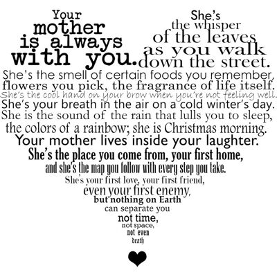 Karo-art Poster - Voor lieve moeder, your mother is always with you, Spreuken in hartjes vorm, Liefde 50x63cm Karo-art Poster - Voor lieve moeder, your mother is always with you, Spreuken in hartjes vorm, Liefde 50x63cm