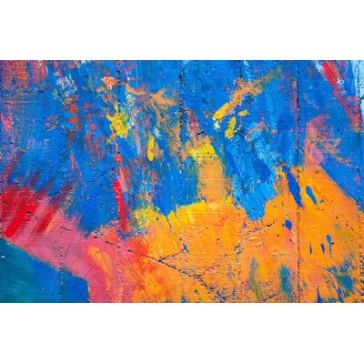 Karo-art Schilderij - Abstract geverfde muur, Kleurrijk schilderij, premium Print, Wanddecoratie 90x60cm Karo-art Schilderij - Abstract geverfde muur, Kleurrijk schilderij, premium Print, Wanddecoratie 90x60cm