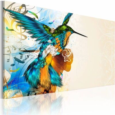 Karo-art Schilderij - Vogels Muziek, print op echt Italiaans canvas, wanddecoratie, 1luik , multikleur, 60x40cm Karo-art Schilderij - Vogels Muziek, print op echt Italiaans canvas, wanddecoratie, 1luik , multikleur, 60x40cm