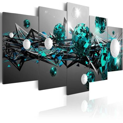 Karo-art Schilderij - Turquoise Zonnestelsel, 5luik, Abstract, print op echt Italiaans canvas, in 2 maten, sieraad aan de muur 200x100cm Karo-art Schilderij - Turquoise Zonnestelsel, 5luik, Abstract, print op echt Italiaans canvas, in 2 maten, sieraad aan de muur 200x100cm