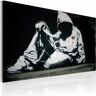 Karo-art Schilderij - Banksy - Incognito Killer, 40x60cm , zwart wit , wanddecoratie , premium print op canvas canvas