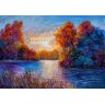 Karo-art Schilderij - Herfst op de rivier - Print op canvas , Multikleur , 3 maten , Premium print 100x70cm