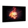 Karo-art Schilderij -Brandende schedel met zwarte achtergrond, 100x70cm Premium print print