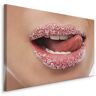 Karo-art Schilderij - Zoete lippen, premium print 70x50cm