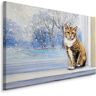 Karo-art Schilderij - Kat in Winterse omstandigheden, Premium Print 40x30cm