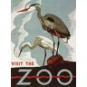 Karo-art Poster - Bezoek de dierentuin, originele poster uit 1936 die de dierentuin promoot, 50x70cm, Premium Print Print