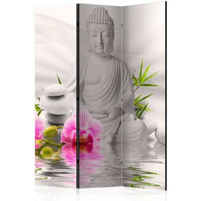 Karo-art Vouwscherm / Kamerscherm - Witte Boeddha 135x172cm, gemonteerd geleverd, dubbelzijdig geprint 135x172cm Karo-art Vouwscherm / Kamerscherm - Witte Boeddha 135x172cm, gemonteerd geleverd, dubbelzijdig geprint 135x172cm