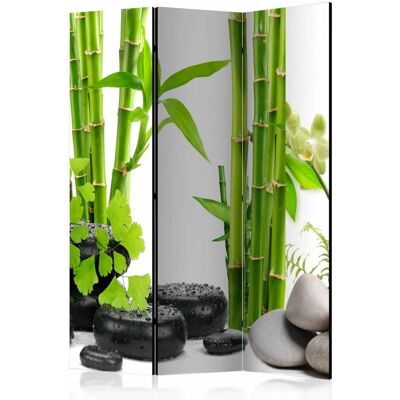 Karo-art Vouwscherm / Kamerscherm - Bamboe en stenen 135x172cm, gemonteerd geleverd, dubbelzijdig geprint 135x172cm Karo-art Vouwscherm / Kamerscherm - Bamboe en stenen 135x172cm, gemonteerd geleverd, dubbelzijdig geprint 135x172cm