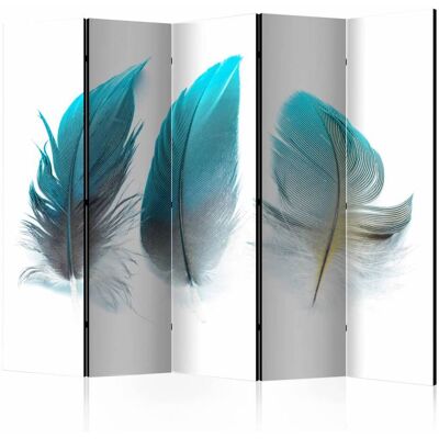 Karo-art Vouwscherm / Kamerscherm - Blauwe veren 225x172cm , gemonteerd geleverd, dubbelzijdig geprint 225x172cm Karo-art Vouwscherm / Kamerscherm - Blauwe veren 225x172cm , gemonteerd geleverd, dubbelzijdig geprint 225x172cm