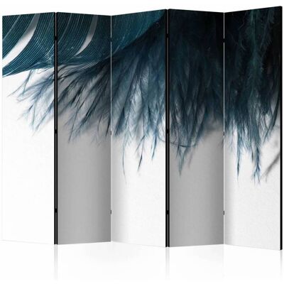 Karo-art Vouwscherm / Kamerscherm - Donker blauwe veer II 225x172cm , gemonteerd geleverd, dubbelzijdig geprint 225x172cm Karo-art Vouwscherm / Kamerscherm - Donker blauwe veer II 225x172cm , gemonteerd geleverd, dubbelzijdig geprint 225x172cm