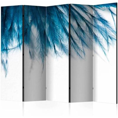 Karo-art Vouwscherm / Kamerscherm - Blauwe veren 225x172cm , gemonteerd geleverd, dubbelzijdig geprint 225x172cm Karo-art Vouwscherm / Kamerscherm - Blauwe veren 225x172cm , gemonteerd geleverd, dubbelzijdig geprint 225x172cm