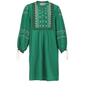 Antik batik Hand geborduurde crÃªpe jurk Lima  groen