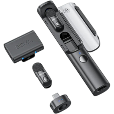 Boya Magic 03 Wireless Mic – 2 Tx + Rx Type-c & 3.5mm Incl. Charging Case Microfoon Zwart Boya Magic 03 Wireless Mic – 2 Tx + Rx Type-c & 3.5mm Incl. Charging Case Microfoon Zwart