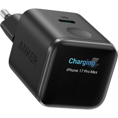 Anker Nano Oplader 45w Met Smart Display Zwart Wandlader Anker Nano Oplader 45w Met Smart Display Zwart Wandlader