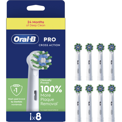 Oral-b Crossaction 8st Opzetborstel Wit Oral-b Crossaction 8st Opzetborstel Wit