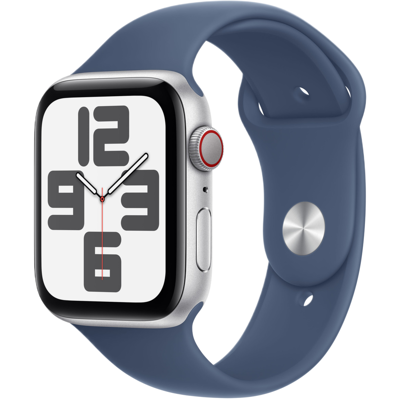Apple Watch Se GPs + Cellular 44mm Denim Sport Band M/l Smartwatch Silver Aluminium Apple Watch Se GPs + Cellular 44mm Denim Sport Band M/l Smartwatch Silver Aluminium