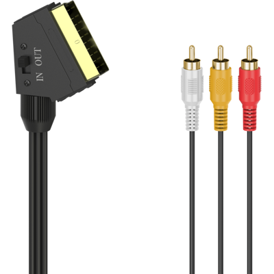 ISY Goud 1,5m SCART naar 3RCA Kabel ISY Goud 1,5m SCART naar 3RCA Kabel